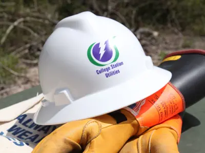 College Station Utilities Helmet and Gloves