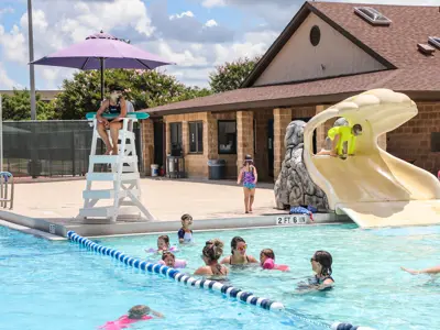 Group of people in pool at Adamson Lagoon